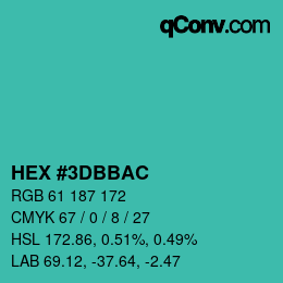 Color code: HEX #3DBBAC | qconv.com