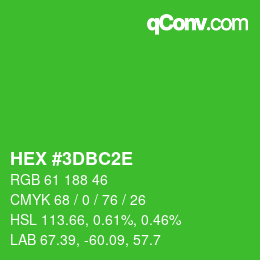 Color code: HEX #3DBC2E | qconv.com