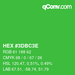 カラーコード: HEX #3DBC3E | qconv.com
