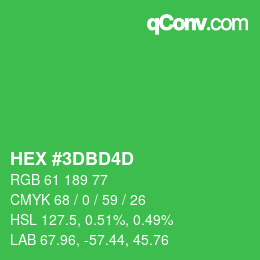 カラーコード: HEX #3DBD4D | qconv.com