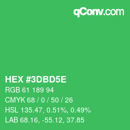 Farbcode: HEX #3DBD5E | qconv.com