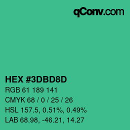 カラーコード: HEX #3DBD8D | qconv.com