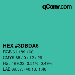 Color code: HEX #3DBDA6 | qconv.com