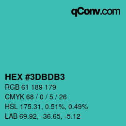 カラーコード: HEX #3DBDB3 | qconv.com