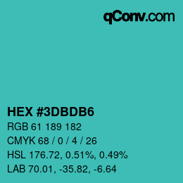 Color code: HEX #3DBDB6 | qconv.com