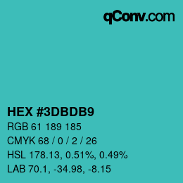 颜色代码: HEX #3DBDB9 | qconv.com