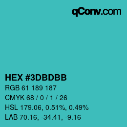 Color code: HEX #3DBDBB | qconv.com