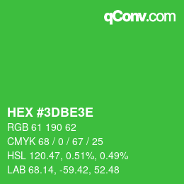 カラーコード: HEX #3DBE3E | qconv.com