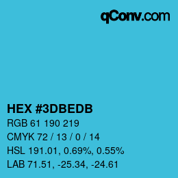 カラーコード: HEX #3DBEDB | qconv.com