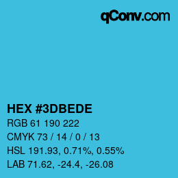 Color code: HEX #3DBEDE | qconv.com