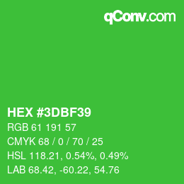 Color code: HEX #3DBF39 | qconv.com