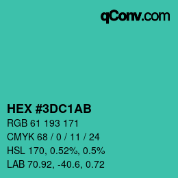 Color code: HEX #3DC1AB | qconv.com