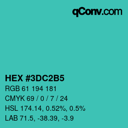 カラーコード: HEX #3DC2B5 | qconv.com