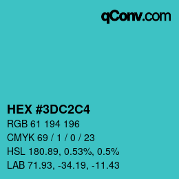 颜色代码: HEX #3DC2C4 | qconv.com