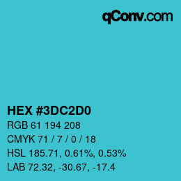 カラーコード: HEX #3DC2D0 | qconv.com