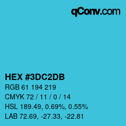 カラーコード: HEX #3DC2DB | qconv.com