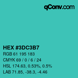 カラーコード: HEX #3DC3B7 | qconv.com