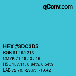 カラーコード: HEX #3DC3D5 | qconv.com