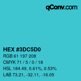 カラーコード: HEX #3DC5D0 | qconv.com