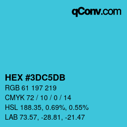 颜色代码: HEX #3DC5DB | qconv.com