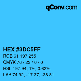 Color code: HEX #3DC5FF | qconv.com