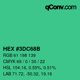 Code couleur: HEX #3DC68B | qconv.com