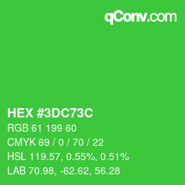 Color code: HEX #3DC73C | qconv.com