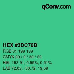 Color code: HEX #3DC78B | qconv.com
