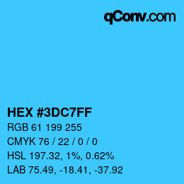 Color code: HEX #3DC7FF | qconv.com