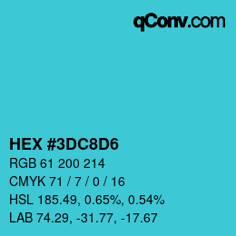 Color code: HEX #3DC8D6 | qconv.com