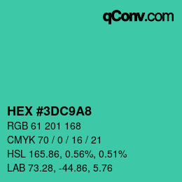 Color code: HEX #3DC9A8 | qconv.com