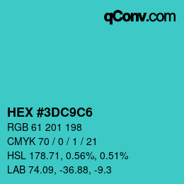 Color code: HEX #3DC9C6 | qconv.com