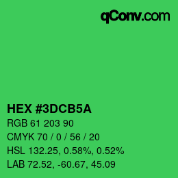 カラーコード: HEX #3DCB5A | qconv.com