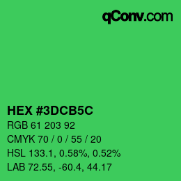 Color code: HEX #3DCB5C | qconv.com
