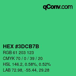 カラーコード: HEX #3DCB7B | qconv.com