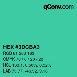 カラーコード: HEX #3DCBA3 | qconv.com