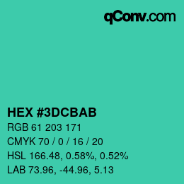 Color code: HEX #3DCBAB | qconv.com