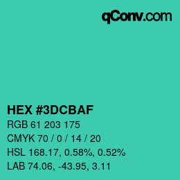 Color code: HEX #3DCBAF | qconv.com