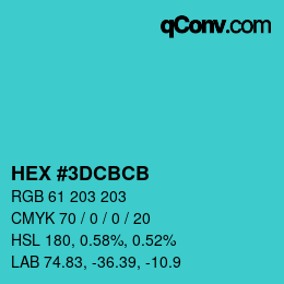 カラーコード: HEX #3DCBCB | qconv.com