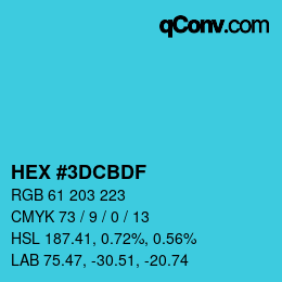 Color code: HEX #3DCBDF | qconv.com