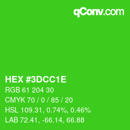 Color code: HEX #3DCC1E | qconv.com