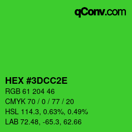 Color code: HEX #3DCC2E | qconv.com
