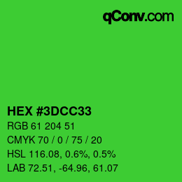 Color code: HEX #3DCC33 | qconv.com