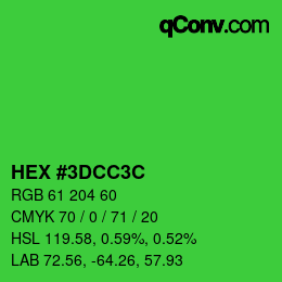 Color code: HEX #3DCC3C | qconv.com