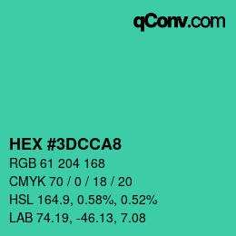 Color code: HEX #3DCCA8 | qconv.com