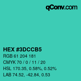 Color code: HEX #3DCCB5 | qconv.com