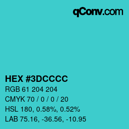 Color code: HEX #3DCCCC | qconv.com