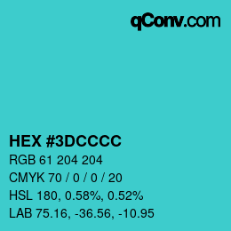 Color code: HEX #3DCCCC | qconv.com