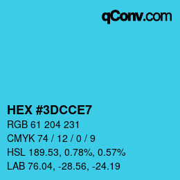 Color code: HEX #3DCCE7 | qconv.com