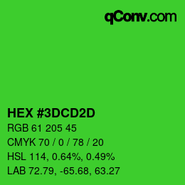 颜色代码: HEX #3DCD2D | qconv.com